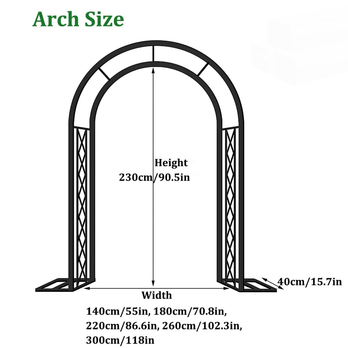 Pergola in Metallo, Arco da Giardino - Supporto per Sfondo Matrimonio, Supporto per Piante rampicanti per UVA e Rose, Arco di Palloncini con Base Stabile, Verde 180 cm/70,8 Pollici