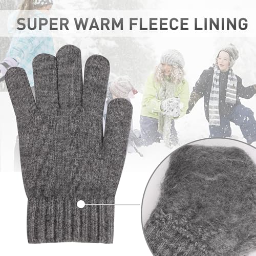 Image of Winter Gloves for Toddler Kids - 3 Pairs Boys Girls Soft Warm Wool Lined Gloves Full Finger Children Knit Gloves