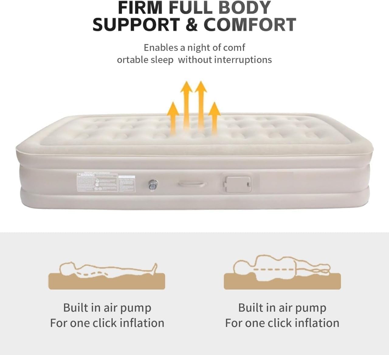 Inflatable Air Mattress with - Waterproof Single & Portable Blow Up Bed Built-in Pump - Quick Inflation PVC Airbed 4