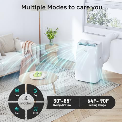 Image of DuraComfort Portable Air Conditioners,12,000 BTU /8000 BTU (SACC) Dual Motors AC With APP for Quite,Cooling Up to 350 Sq.Ft,with Dehumidifier, Fan, Window Kit for Easy Installation,White