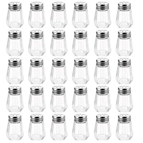 TOPZEA Lot de 30 mini salières et poivrières en verre transparent, pour la maison, mariage, voiture, camping, camping-car, vacances à la plage