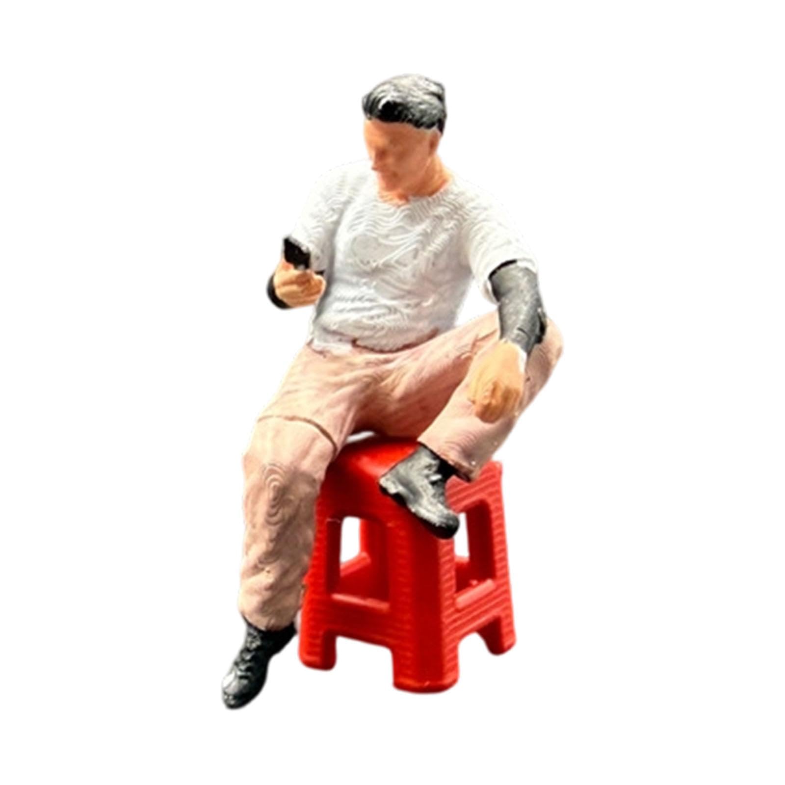 1/64 Miniature Human Figure, Resin Painted, Tiny Human Figure for Mini Architectural Projects, Micro Landscape Diorama, Seated Man