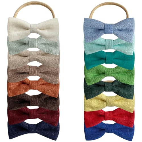 BlueMelon 16-Pack Baby Girl Headbands – Soft Nylon Elastic Bows for Newborns, Infants, Toddlers & Kids – Comfortable, Stylish Hair Accessories in Assorted Colors