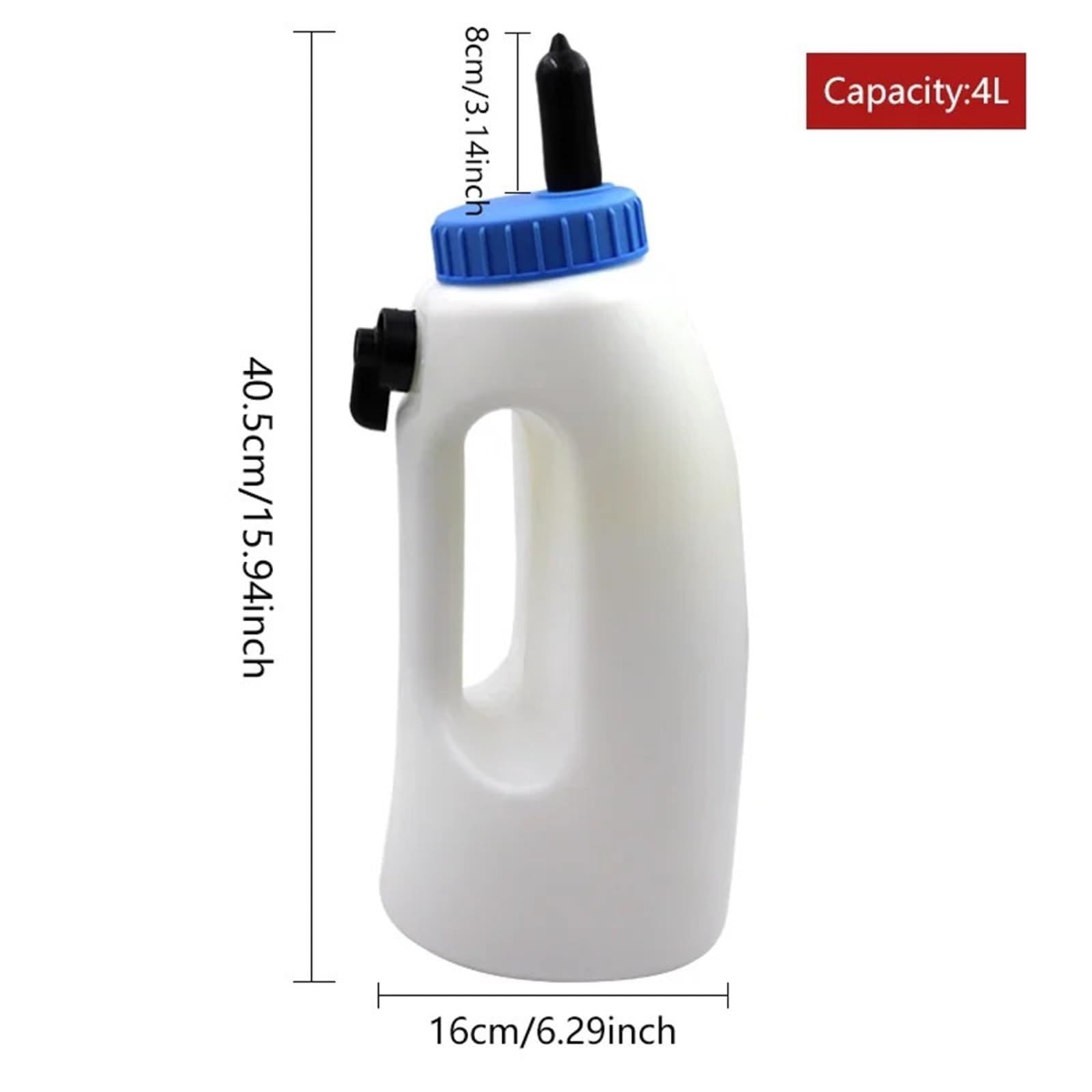 Biberon pour agneau Biberon for veau avec tétine, 4 L, à visser, for la traite et l'alimentation. Sucette de rechange incluse(Pacifier)