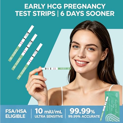 Image of Elate Pregnancy Test Strips 60 Count, Early Detection HCG Test, 10 MIU /ml High Sensitivity, 99.99% Accurate Results, 6 Days Sooner, Easy to Use Home Pregnancy Test