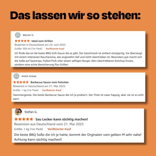 Burger & Ribs BBQ Sauce 500 ml - Perfekt für Burger, Grillfleisch, Steaks, Pulled Pork, Hähnchen & Co. - Barbecue Glaze für Spareribs - SizzleBrothers