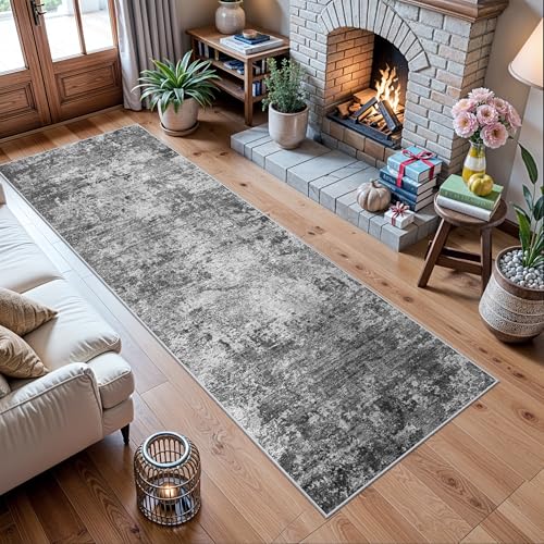 YOUFORTONG 2x6 Abstract Grey White Rug