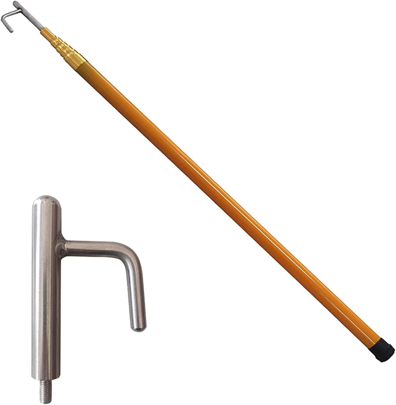 Adjustable Rustproof Safety Boat Push Pole with Telescoping Retrieval Hook - Utility Tool for Docking Rope and Swimming Pool Rescuing