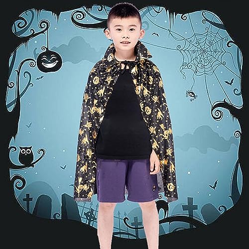 Boys/Girls' Cloak Pumpkin Print One Size Hooded Cloak Party Halloween Performance Boys Heavy Weight Coat with3