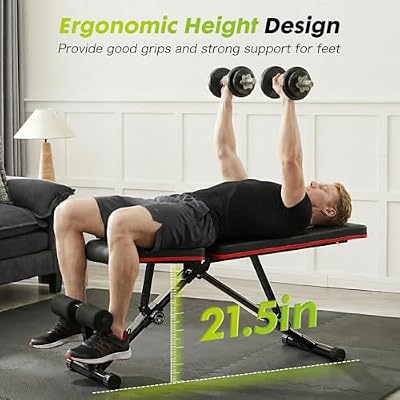 OLIXIS Adjustable Weight Bench for Full Body Strength Training, Foldable Workout Bench with Incline Flat Positions, 795 lbs Capacity Dumbbell Bench for Home Gym, Sit Up, Press, and Ab Exercises