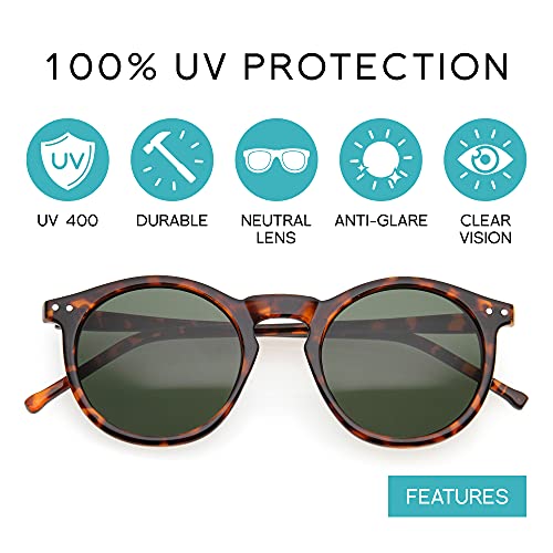 Image of zeroUV - Vintage Retro Horn Rimmed Round Circle Sunglasses with P3 Keyhole Bridge