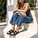 CUSHIONAIRE Crisp Women’s Slide Sandal – Faux Leather Cutout Slip-On with Artisan Stitching & Memory Foam, Wide Widths Available, BLACK 7.5