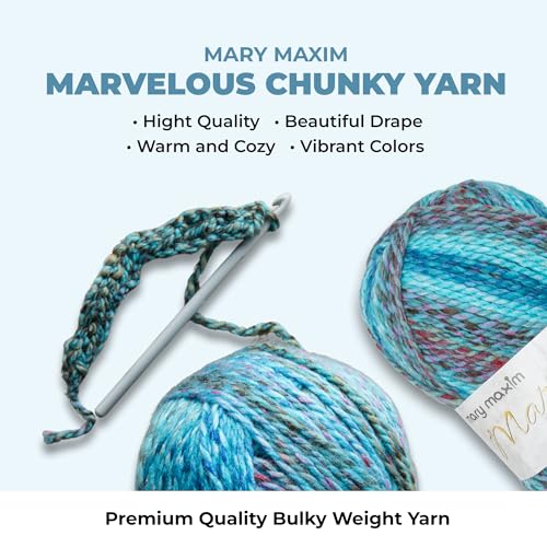 Mary Maxim Marvelous Chunky Yarn, 5 Weight, 2 Ply Bulky Yarn for Crocheting and Knitting, Ultra Soft Acrylic for Blankets, Sweaters and Home Decor, 1 Skein, 270 Yards, Berry Blast - Thumbnail 3