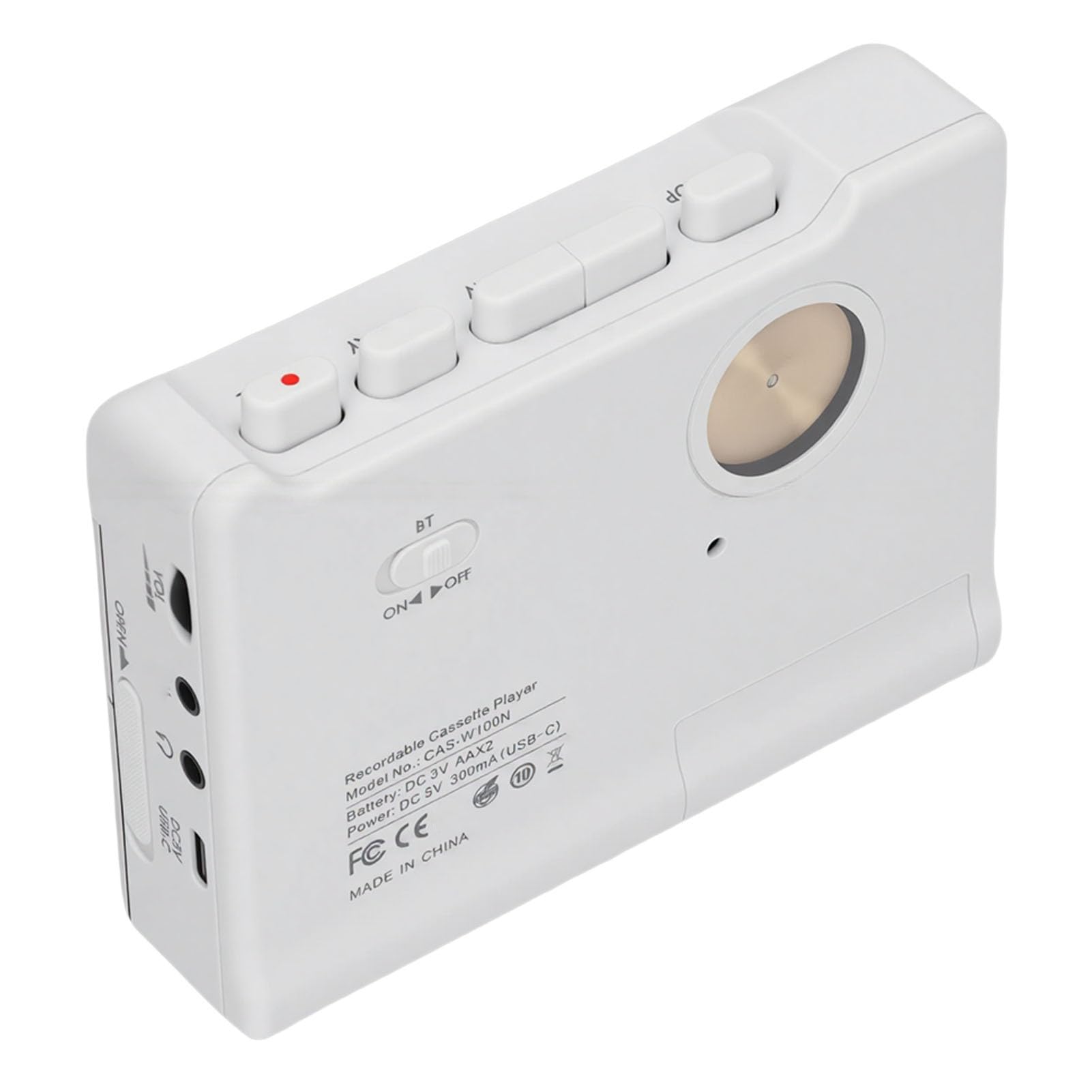 Generic Przenośny Odtwarzacz Kasetowy Bluetooth w Stylu Retro Małe Wsparcie Mikrofon do Nagrywania Słuchawki 3,5 Mm do Domu i Samochodu, materiał ABS Biały 4,7 X 3,6 X 1, Cala