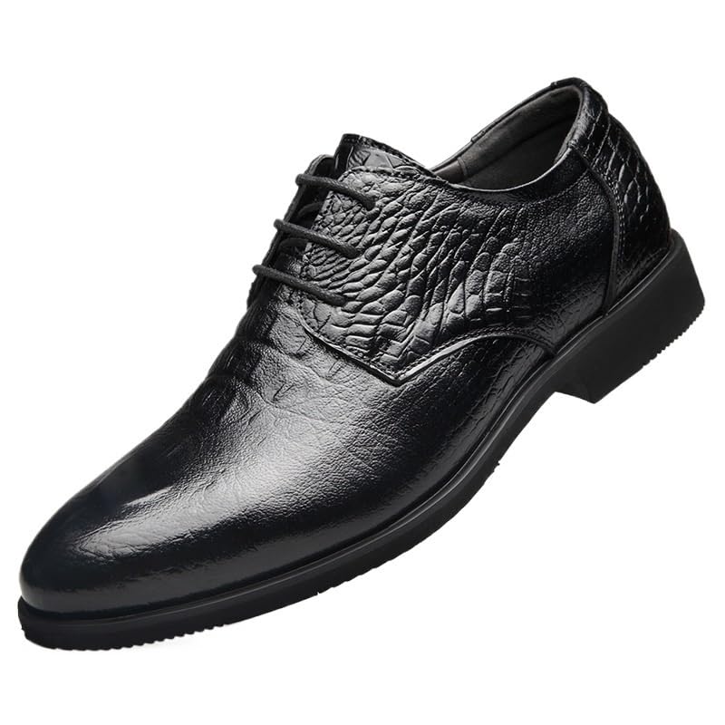 Mens Faux Leather Oxford Dress Shoes Formal Evening Wear Pointed Toe Lace Up Anti Slip Casual Comfort Shoes for Wedding Party