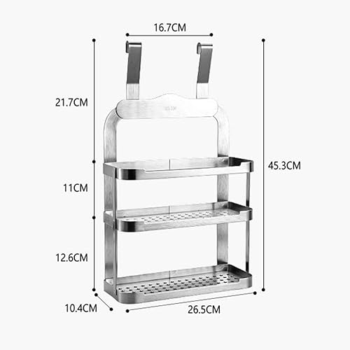 Miniatura 5 de Estante de cocina de tres niveles, de acero inoxidable, multifuncional, para especias de cocina, para almacenamiento de pared, para codos,