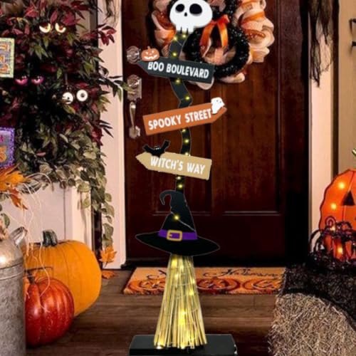 Sorcière d'intérieur Halloween en bois à pile pour salon - 4