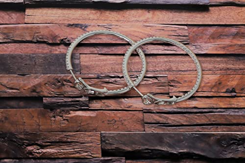 925 Sterling Silver Cubic Zirconia Hoop Earrings, 3.5cm Diameter Single Row Inside Out3