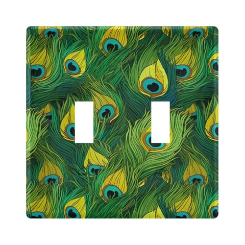 UMIRIKO Peacock Feather Light Switch Cover Plate Covers Decorative Double Toggle Home Decor 202a8677