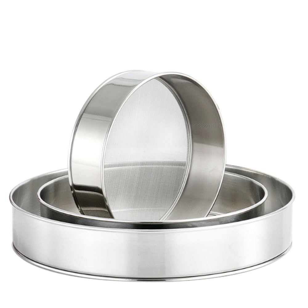 Set 3 Setacci Per Farina In Acciaio Inox – 15/20/25 Cm – Maglia Fine Per Pasticceria E Cucina - 2
