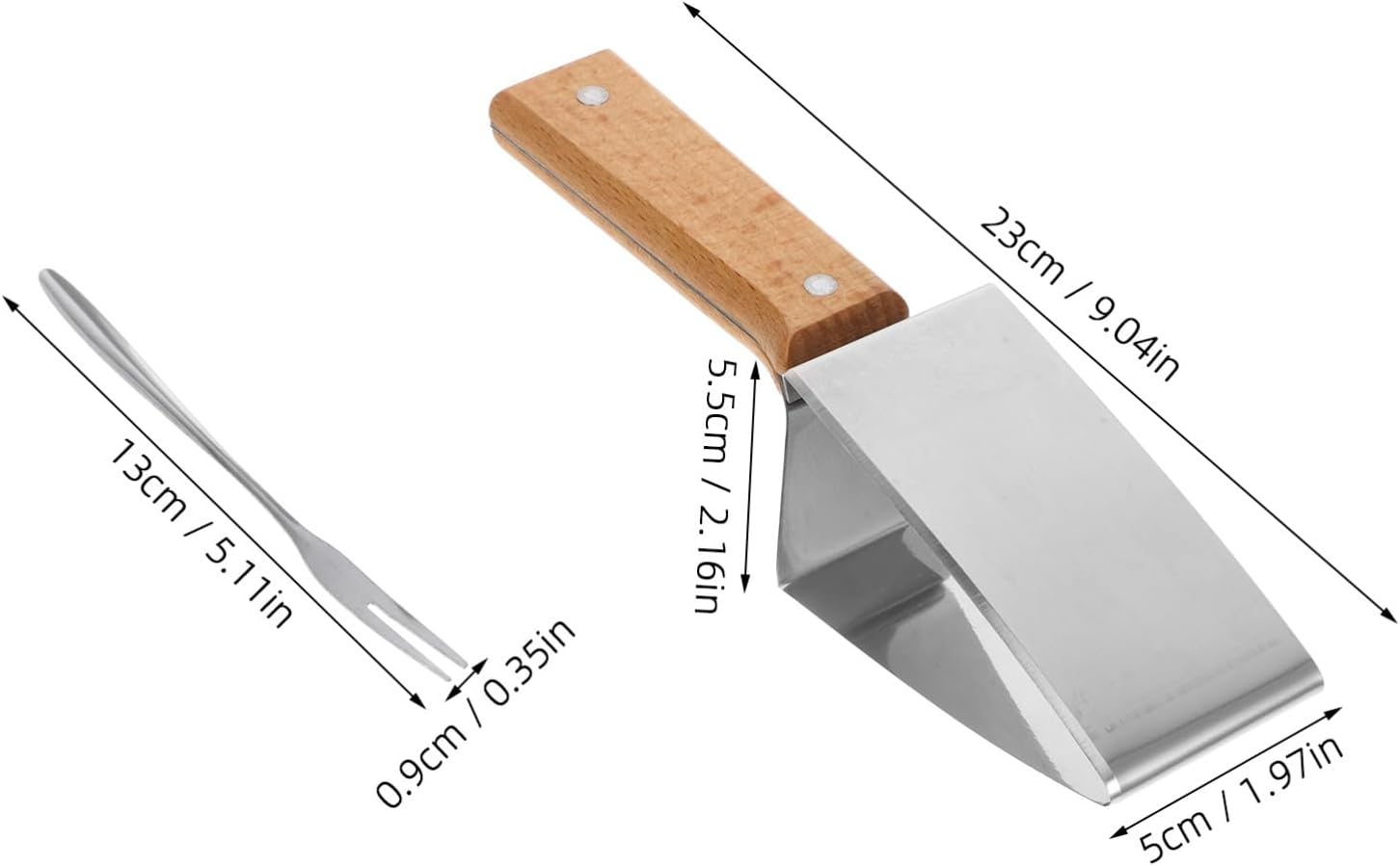 Watermelon Cube Slicer with Fork, Stainless Steel and Wood Handle