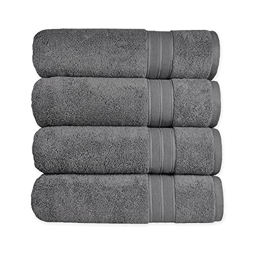 TRIDENT Bath Towels, 100% Cotton Towels for Bathroom, Super Soft, Shower Towels, Bathroom Towels with Higher Absorbency and Lower Lint, Pack of 4 Large Bath Towels, 500 GSM Project 360 (Charcoal)