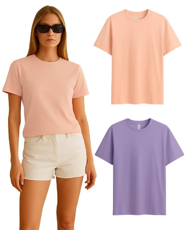 Image of Sleepynuts Women's Plain Round Neck Regular Fit Half Sleeve Cotton T Shirt