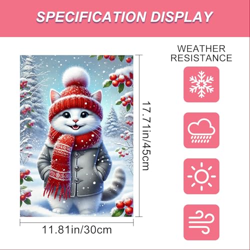 Image of BlissYard Garden Flag Kitten Red Hat Winter 12x18 Inch Polyester