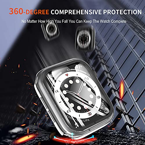 Image of LK Case for Apple Watch SE3 /SE2 /SE 44mm Series 6 /5 /4 with Screen Protector | 2Pack Touch Sensitive Ultra-Thin Bumper Full Protective Cover Hard PC Case Tempered Glass for iWatch 44mm, Clear