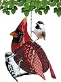 Gift Essentials Metal Mesh Bird Feeder, Red Cardinal with Hanging Chain, Holds Approximately 5 Cups Bird Seed