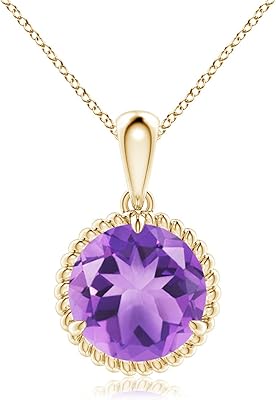 Natural Amethyst Solitaire Pendant Necklace for Women, Girls in 14K Solid Gold/Platinum/Sterling Silver | February Birthstone | Jewelry Gift for Her | Birthday|Wedding Anniversary