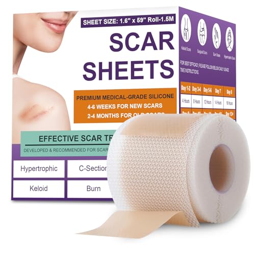 Silicone Scar Sheets,Silicone Scar Tape,Silicone Scar Removal Strips for Surgical,C-Section,Tummy...