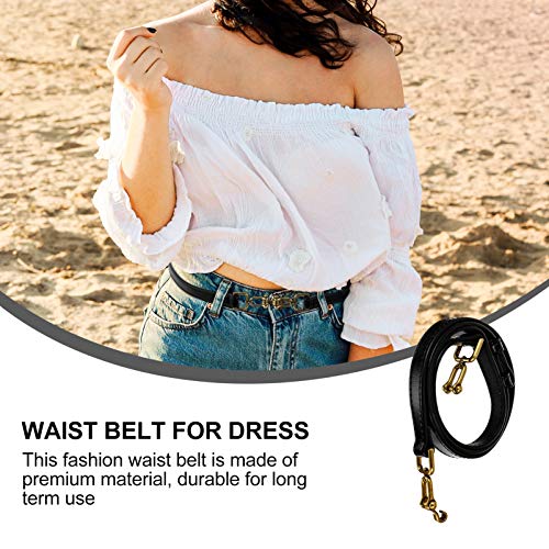 KESYOO Women No Buckle Stretch Belt for Jeans Pants Elastic Waist Leather Belt Skinny Belt for Dress Accessories (Caramel)4