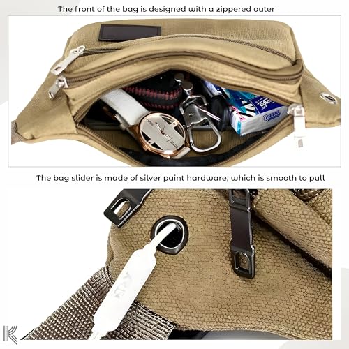 Image of Kraptick Premium Unisex Waist Bag for Men and Women - Stylish Fanny Pack, Hip Bag, Travel Money Belt (Canvas Black)