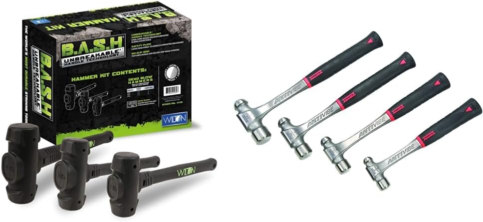 Wilton B.A.S.H Dead Blow Hammer Kit (11113) + 4 Piece Anti-Vibe Ball Pein Hammer Set
