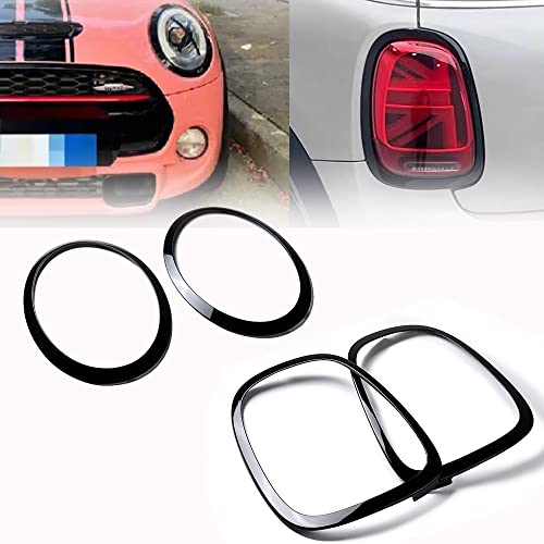 Generic - Pair LH+RH Front & Rear Headlight Tail Light Assembly Cover Surround Ring Molding Trim OE Replacement for 2014-2023 BMW Mini Cooper F55 F56 F57, Glossy Black