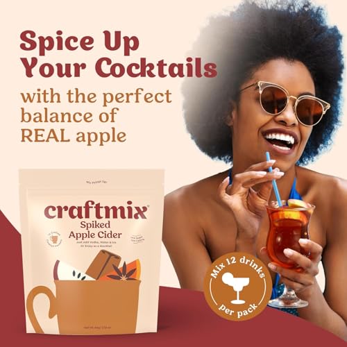 Image of Craftmix Spiked Apple Cider Cocktail & Mocktail Drink Mixer, Pack of 12 | Skinny Mixes, Water Flavoring Packets, Made with Real Fruit, Vegan Low-Carb, Low-Sugar, Non-GMO, Dairy Free, Gluten Free