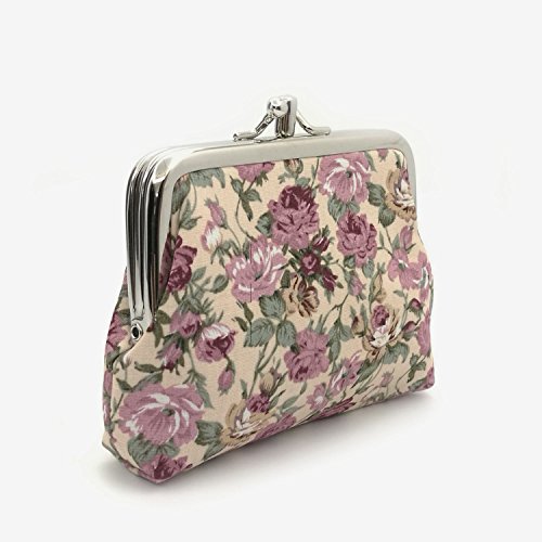 Image of Cute Floral Buckle Coin Purses Vintage Pouch Kiss-lock Change Purse Wallets