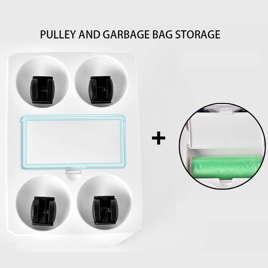 Cubo De La Basura Casa Bote de Basura, Cubo Escritorio plástico con polea, for cocinas, oficinas domésticas, dormitorios y escritorios Papelera Reciclaje(White)
