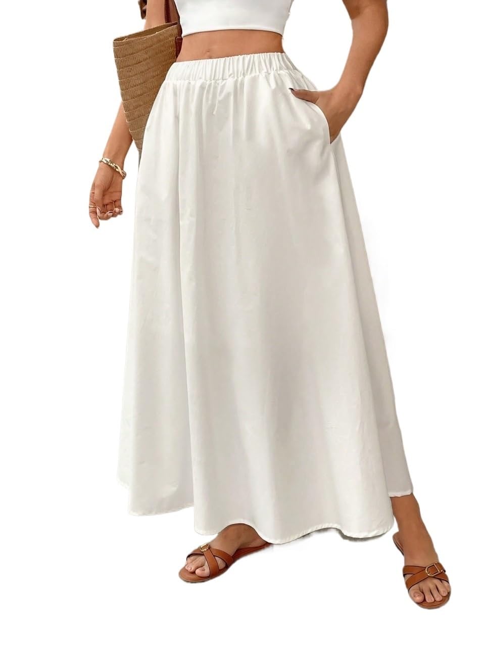 Womens Trendy Elegant Skirt High Waist Solid Color Skirt