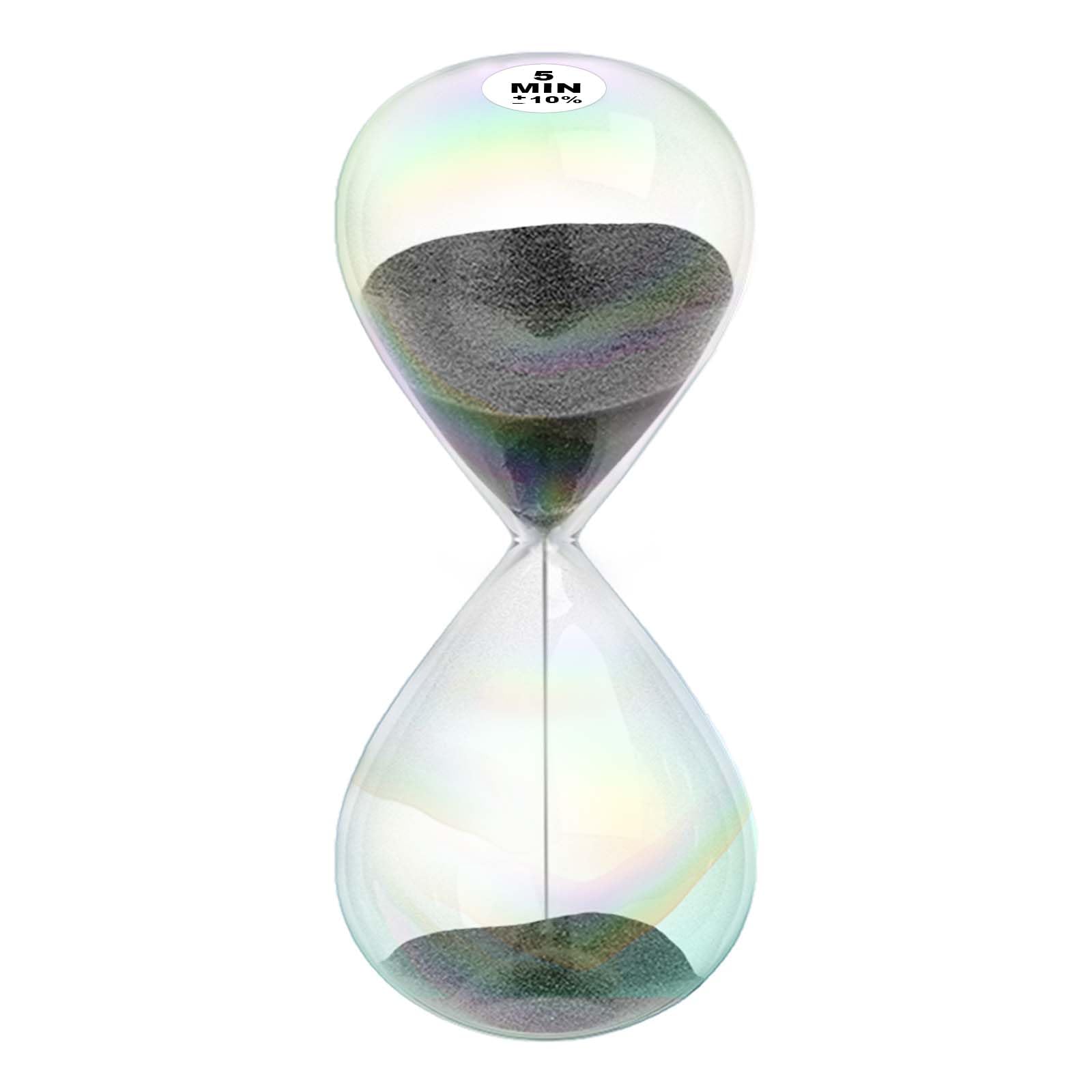 Sand Timer Hourglass,5 Minute Sand Clock with Simple Biloba Puff Design,Large Black Sand Watch Hour Glass Sandglass for Home,Desk,Office Decorative (
