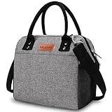 BALORAY Bolsa de almuerzo para mujeres y hombres, lonchera grande aislada para adultos, para oficina, trabajo, escuela, picnic, playa, lonchera a prueba de fugas con correa de hombro ajustable (gris)