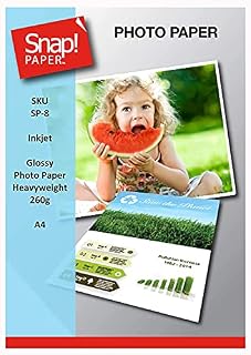 SNAP Inkjet A4 Glossy Photo Paper 260gsm Heavyweight Premium Instant Dry and Water Resistant x 100 Sheets SP-8-100
