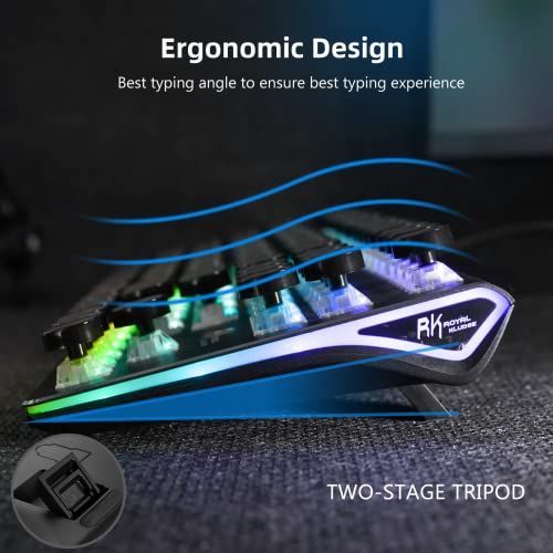 Rk Royal Kludge Rks87 Typewriter Mechanical Keyboard, Hot Swappable Blue Switch Wired Pc Gaming Keyboard, 75% Layout Rgb 87 Keys Slim Keyboards With Retro Punk Round Keycaps For Mac Windows, Black #TOP6