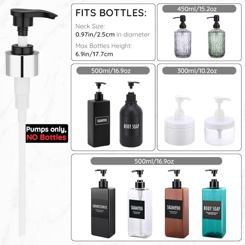 Image of Segbeauty 3pcs Lotion Dispenser Pump Head, Bathroom Shampoo Shower Bottle Pump Replacement, Empty Refillable Bottle Tube Top for Soap Dispenser Conditioner Lotion Body Hand Wash Kitchen Reusable