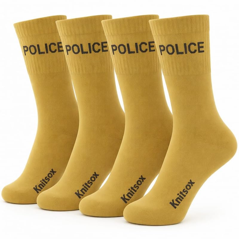 Solid PV Cotton Woolen Police Printed Ankle Length Socks for Men & Women | Breathable, Sweat-Absorbent & Stretchable | Everyday Casual & Sports Socks for Badminton, Running, Gym