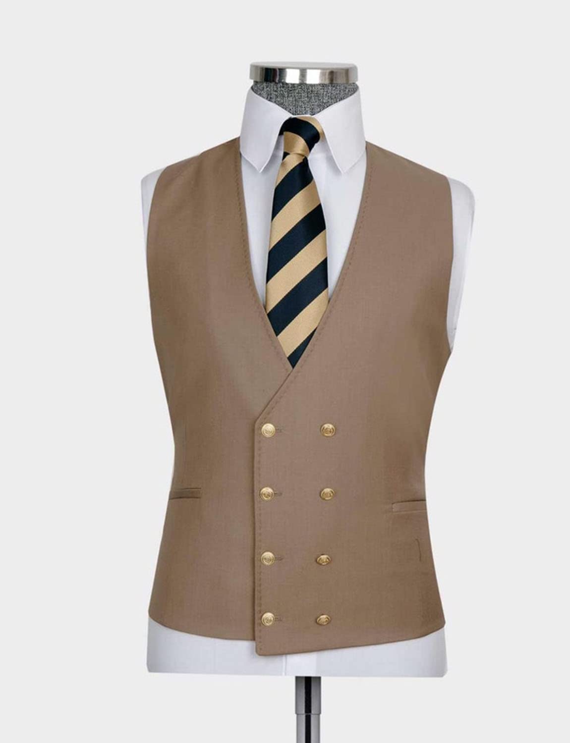 Hombre Chaleco Traje Doble Botonadura Chaleco Formal Negocios Casual