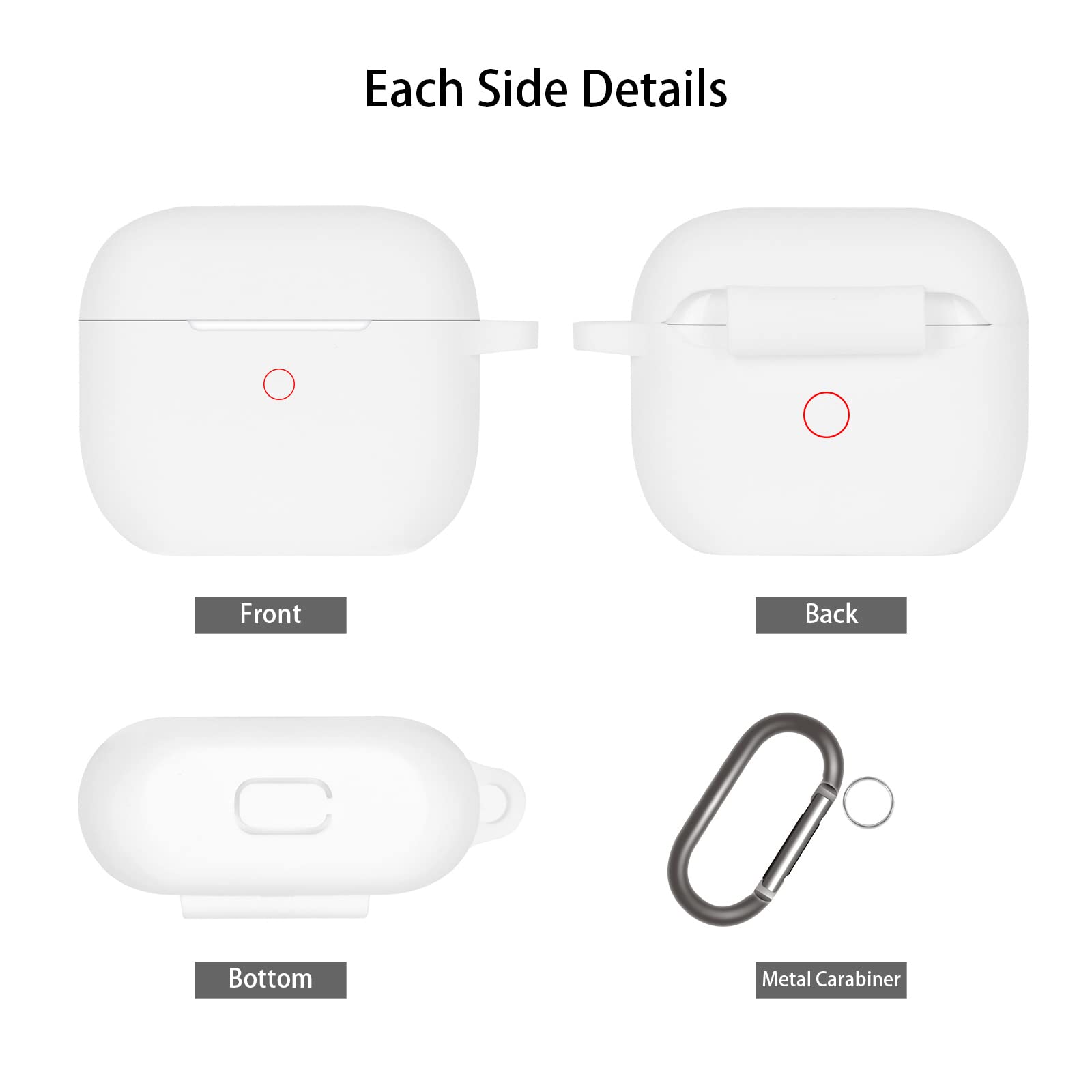 KOKOKA Coque Étui Protecteur Compatible avec AirPods 3, Housse de Protection en Silicone Anti-Choc, Souple, Antidérapant Etui de Protection pour Airpods 3ᵉ Génération 2021 avec Mousqueton, Transparent - 4