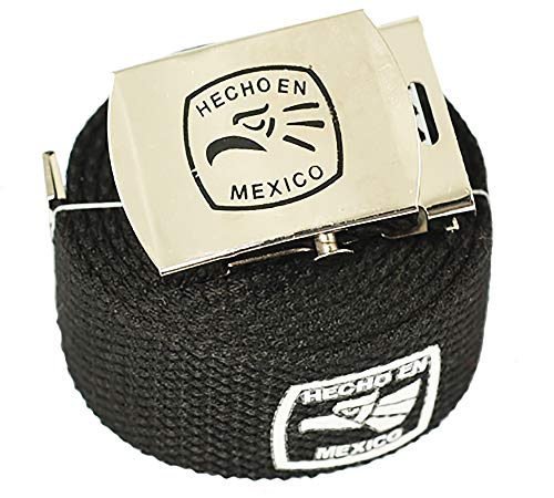 BodyJewelryOnline Hecho en Mexico Canvas Military Black Web Belt & Buckle 60 Inch