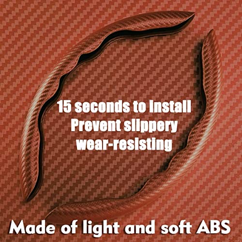 Image of Automaze New Carbon Fiber ABS Texture Steering Wheel Grip Cover for Cars, Safe and Non Slip Car Interior Accessory (Carbon Brown)
